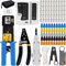 MAYLINEE CAT5/CAT6/CAT7 Crimpstecker Kabel Set, Patchkabel Wartung LAN Telefon Netzwerk Werkzeug Set, RJ45 Professionelles Crimpzange Tester Werkzeug(Dunkelblau)