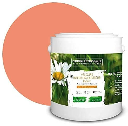 BOX DECO COULEURS Pintura natural ecológica interior exterior con aspecto terciopelo Natura – 2,5 l/33 m² [Clase energética A+], rosa coral