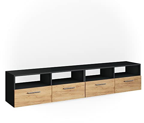 Vicco Lowboard Diego, Fernsehtisch, Anthrazit/Goldkraft Eiche, 190 x 38 cm