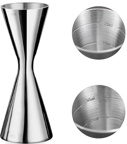 Verre doseur à cocktail 304 en acier inoxydable, balance intégrée, cocktail Jigger Dual Spirit Measure Cup, barman professionnel, convient pour les bars et les appartements (30/45 ml)