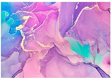 Fototapete Marmor rosa blau Abstrakt Stein Optik Steinwand Wohnzimmer Schlafzimmer Vlies Tapete UV-Beständig Montagefertig (14147, V8 (368x254 cm) 4 Bahnen)