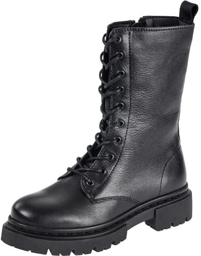 Palado Stiefeletten Damen Ross - gefertigt aus hochwertigem Leder - Made in Portugal - leicht gefüttert - robuste TPR-Sohle - ideal für Herbst und Winter. Schwarz UK5,5 - EU38