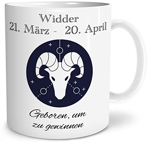 OWLBOOK® Widder Sternzeichen Tasse mit Spruch mit Sternzeichen zum Geburtstag Keramik 300 ml
