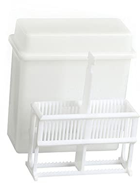 Plastic Slide Staining Rack & Staining Tank Microscope Slides Staining Rack Lab Microscope Slide Holders with Plastic Covered PP Staining Rack for 24 Slots Glass Slide (White)