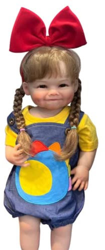 Lonian 22 Zoll 55 cm Reborn Dolls Mädchen voller Silikonkörper Neugeborenes Baby Doll mit realistischem Kinderspielzeug Geschenk mit Kleidung und Accessoires Geschenk (Blue Eyes)