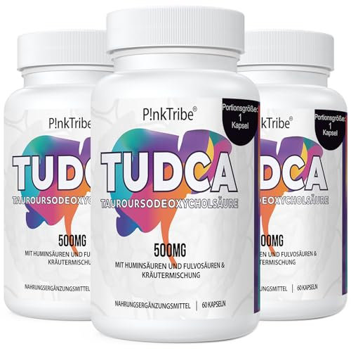 TUDCA 500mg, Tauroursodeoxycholsäure mit Humin und Fulvosäuren, Rübenwurzel und mehr, Tudca Gallensalzergänzung, 180 Kapseln