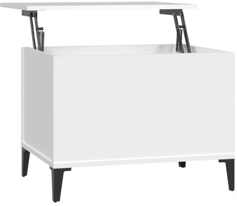 vidaXL Couchtisch Höhenverstellbar Wohnzimmertisch Beistelltisch Sofatisch Teetisch Kaffeetisch Tisch Weiß 60x44,5x45cm Holzwerkstoff