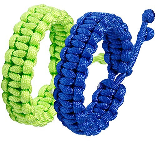 Jewboo Paracord Survival Bracelets Braided Paracord Handmade Rope for Couples Men Women Adjustable Size(blue&green)