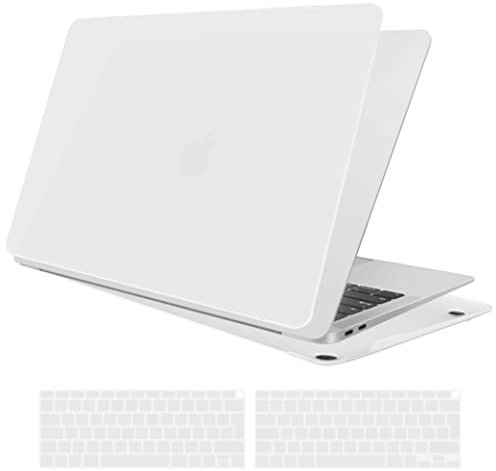 TECOOL Hülle Kompatibel mit MacBook Air M1 (A2337) / MacBook Air 13 Zoll Retina 2020 2019 2018 (A2179 A1932), Ultradünne Schutzhülle Hartschale Case mit Tastaturschutz (EU Layout), Gefrostet Klar