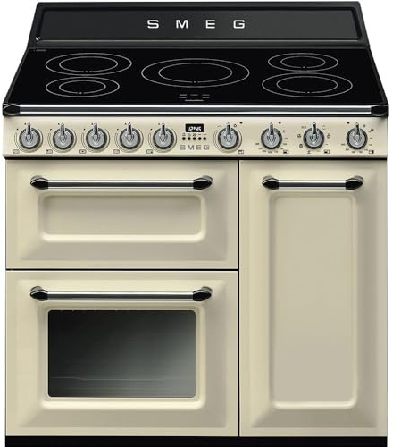 Smeg Cream Freestanding Induction Cooker 90 cm 2 Ovens A/B Energy Efficiency