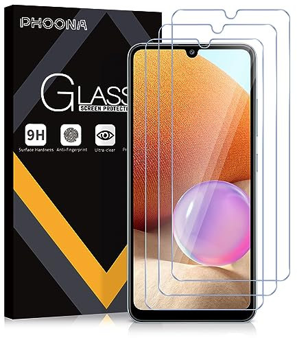 Phoona 3 Pièces Verre Trempé Compatible avec Samsung Galaxy A32 4G(Pas 5G), Film Protection en écran, Ultra Résistant, Anti Rayures, Sans Bulles, HD Transparent Vitre Protecteur pour Samsung A32 4G