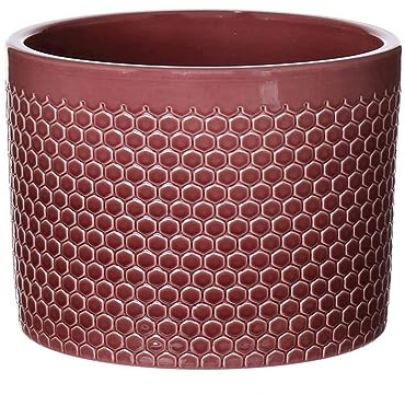 INNA-Glas Übertopf Cinzia aus Keramik, merlotrot, 25,5 cm, Ø 28 cm | Punktemuster - Pflanzentopf