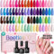 Beetles Gel Nagellack UV Set,36 Farben Verse of Flower Kollektion Gel Polish Rosa Grün Rot Braun Lila Mit 3pcs Base Top Coat Soak-Off UV Gellack & Nail Art Sticker Geschenke Für Frauen