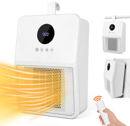 Mooklin Chauffage d'Appoint 1500W, Radiateur Electrique Céramique, PTC Chauffage Electrique, 12H Minuterie, Thermostat Réglable, 3 Modes, Protection multiple, Suspendu pour Salle Bain Chambre Salon