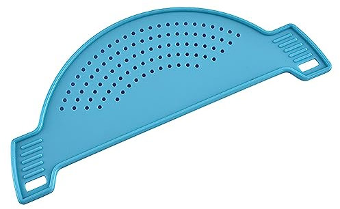 Bouchon d'évier en plastique - Passoire en forme de demi-lune - Filtre alimentaire avec poignée - Convient à la chaleur pour pâtes, légumes, fruits, passoire, gadgets de cuisine (bleu, taille unique)
