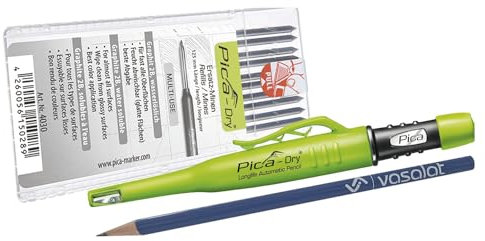 Pica Dry Tieflochmarker Set - Druckbleistift mit automatischem Minenvorschub und 10 Ersatzminen graphit 2B