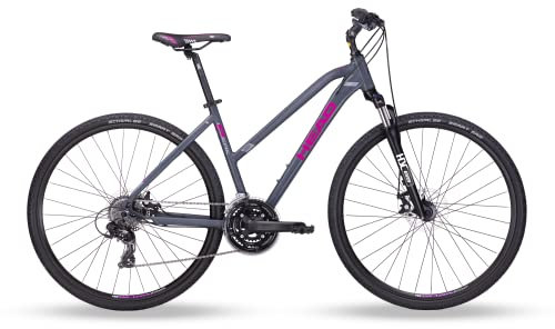 HEAD I- Peak 1.0 Joy, Bicicletta da Cross Donna, Grigio Opaco/Rosa, 50