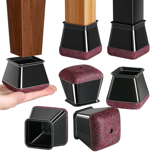 32 pièces Carré Protection Pied de Chaise, Patins pour Chaises en Silicone avec Feutre épaissi, Noir Petit Patin de Chaise Protections Tampon de Sol, réduire Les Rayures (Fit:13-20mm)