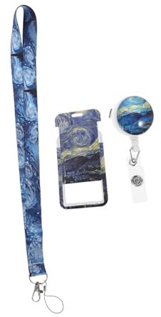 MAGICLULU Van Gogh Sternennacht-abzeichen Netter Kreditkarteninhaber Lanyard-id-halter Schlüsselbänder Mit Ausweishalter Multifunktionaler Kartenhalter Fein Student Buskarte Polyester