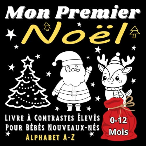 Mon Premier Noël Livre à Contrastes Élevés Pour Bébés Nouveaux-nés Alphabet A-Z