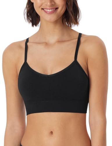 Schiesser Damen Bustier Mit Herausnehmbaren Pads Nahtlos Casual Seamless Sport-BH, Schwarz_181102, M EU