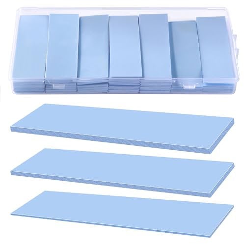 VooGenzek 45 Stücke Sortierte Dicke 0.5/1/1.5 mm Wärmeleitende Silikonpads mit 6.0 W/mk Wärmeleitfähigkeit, Wiederverwendbar Wärmeleitend Silikon Pad, für SSD-CPU-GPU-LED-IC-Chipsatzkühlung, Blau