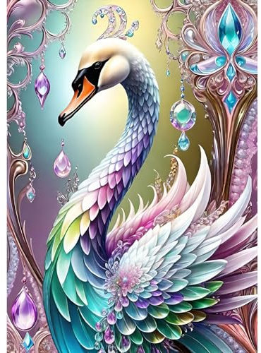RICUVED Schwan Diamond Painting Set,5D Diamant Painting Bilder Erwachsene Tiere Diamond Painting Kinder, Full Drill Diamond Art Diamant Malerei Bilder Diamond Painting für Dekor 30x40cm