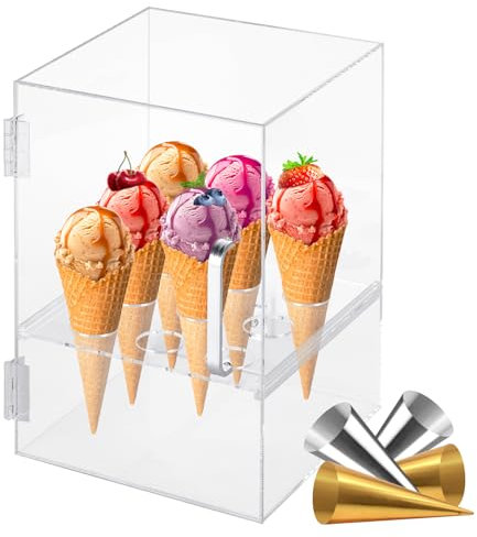 Epidioxi Acryl-Eistütenhalter, 9 Löcher, Eistüten-Schrank, Kegelhalter, Ständer, transparenter Vitrine für Kegel, Desserts, Sushi-Display
