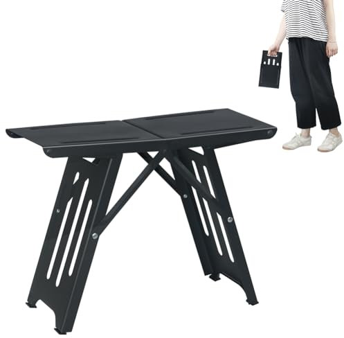 BOMOOMOO Style Industriel, Tabourets de Camping, Mini Tabouret de Camping Pliable, Siège de Pêche Pliant pour L'Extérieur, Randonnée, Pêche, Barbecue, Intérieur, Voyage (1 Pièces, Noir)