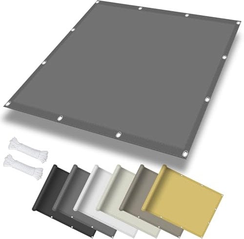 Sonnensegel Nach Maß mit ösen 0.4 x 2 m, Wasserdicht 98% UV Schutz Sonnensegel Quadrat inkl Befestigungsseile für Garten Terrasse, Hellgrau