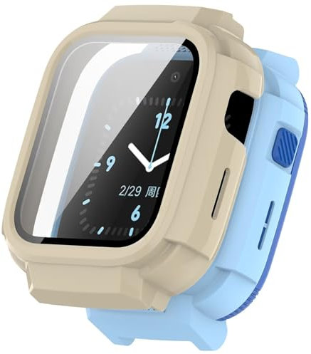 FTRONGRT Hülle Kompatibel mit Mibro T6C, PC + Gehärteter Bildschirmfolie, Stoßfest, All-Inclusive-Schutzhülle Kompatibel mit Mibro T6C Smartwatch.Elfenbeinweiß