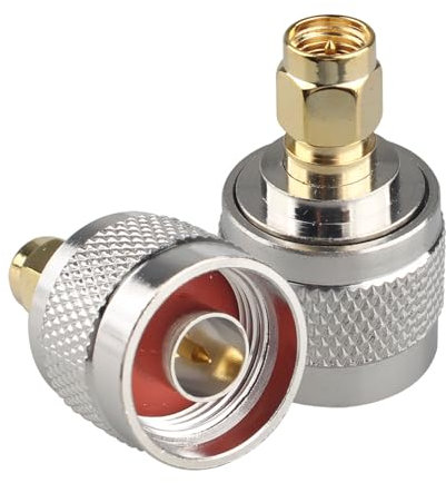 Futheda 2PCS SMA Stecker auf N Stecker SMA auf N-Typ Koaxialbuchse Adapter RF Koaxialkabel Kupfer vergoldet Konverter für verlustarme Wi-Fi Antennenverlängerungskabel Analyzer Broadcast Radio