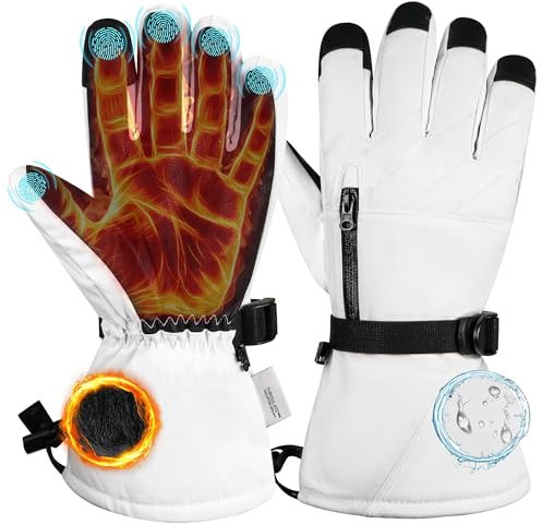 Jokisa Ski Handschuhe Frauen, Handschuhe Winter Damen Verfügen über EIN Doppellagiges Wasserdichtes Design, Halten Effektiv Warm und Winddicht, Skihandschuhe für Skifahren, Schneemobilfahren (XL)