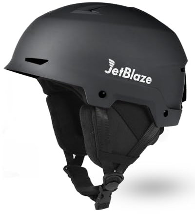 JetBlaze Ski Helmet Mens Women Unisex Ski Helmet Snow Sports Helmet With Vents ABS Shell EPS Core For Skiing Snowboard Snow Helmet For Adults Youth Black Size L