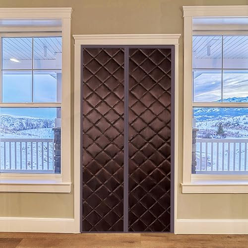 Magnetischer Thermisch isolierter Türvorhang, 150x215cm Winddicht Kältebeständiger Winter Dicke Türvorhänge für Balkon, Wohnzimmer, Haustür(Braun)