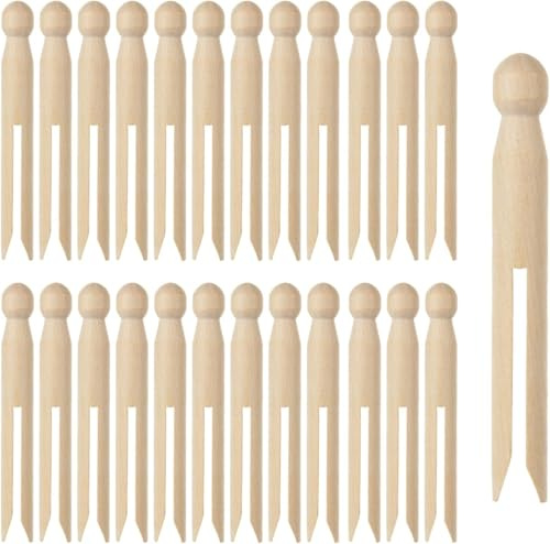 48 Wooden Clothes Pegs for Washing Lines - Perfect for Indoor or Outdoor Use, Holds Clothing without Marks