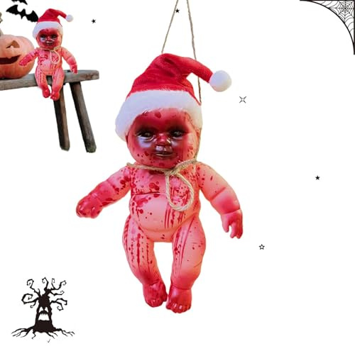 Zombie Ornament Christmas Tree Ornament Zombie Doll Pendant Scary with Rope Hanging Ornament for Halloween Decoration Day of the Spirit of Resurrection Zombie Doll