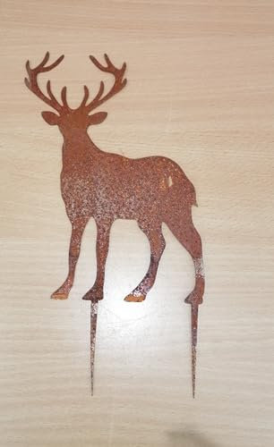 NEU !! Hirschstecker Mini ca. 15 cm hoch aus Metall im angesagten Edelrost Weihnachtsdeko Gartenstecker Deko Weihnachten Adventsgesteck Nikolaus Advent Wald Jagd