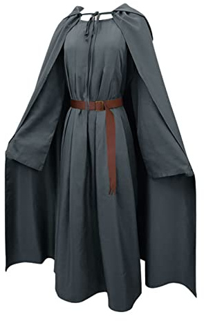 AYBIOSD 4 Set Hobbit Gandalf Kostüm Fellowship Cosplay Pagan Tunika Umhang Friar Medieval Hood Capes Kostüme,Men,L