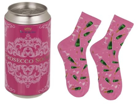 LND Gifts Prosecco Design Ladies Socks Gift, Novelty Socks in a Can: Perfect Funny Gifts for Women & Mum - Ideal Presents for Her, Nanny, Sister or Ladies, Valentines, Christmas Gifts For Women