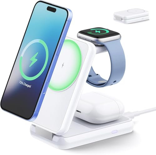 iVANKY für iPhone 16/15/14/13/12 Pro Max 3 in 1 Faltbare Wireless Ladestation Charger für Magsafe Magnetladegerät, Induktive Kabellose Ladegerät Schnellladung für iPhone/Apple iWatch Ultra/AirPods