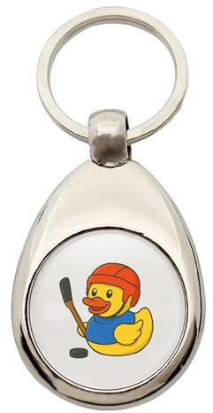 Huuraa Schlüsselanhänger Quietscheente Eishockey Gummiente Hockey Geschenk Metall Einkaufswagenchip Quietscheente Eishockey Geschenkidee