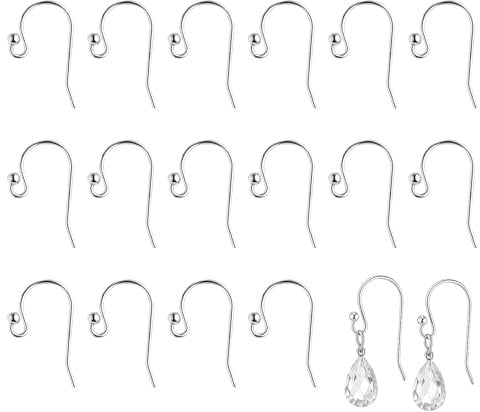 16 Pcs/8 Pairs 925 Sterling Silver Earring Hooks,Nicklel Free Silver Ear Wires for Jewelry Making