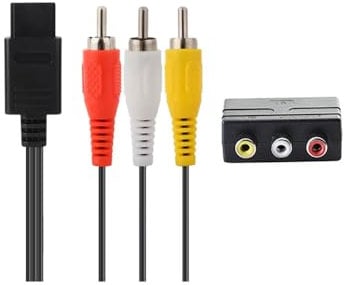 RUITROLIKER 1.8M/6FT Audio Video Composite TV Cable With 3RCA To Scart Adapter Compatible for N64 SNES NGC Console