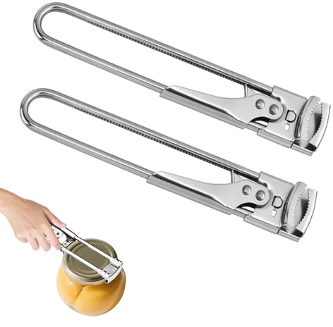 2 Stücke Glasöffner Deckelöffner Edelstahl Schraubdeckelöffner Dosenöffner Manuell für Schraubgläser Verstellbare Rutschfestes Design für Senioren