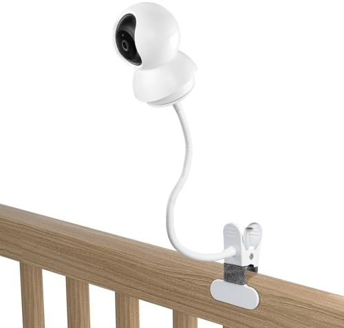 UIQELYS Long Clip Mount (40cm) Compatible with TP-Link Tapo C210 / C200 / C220 / C230 Pan Tilt Security Camera, Extended Flexible Arm, Easy Clip Installation, Ideal for Cribs or Shelves – White