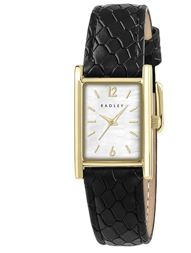 RADLEY Gold Plated Case Black Snake Leather Strap Watch RY21896