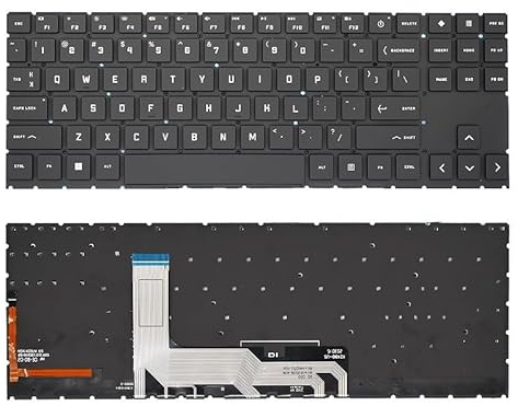 QWZOZST Clavier Espagnol pour Ordinateur Portable HP pour OMEN 15-en en0xxx EN0010CA TPN-Q238 Q267 rétroéclairé pour AMD(US White Word Light)