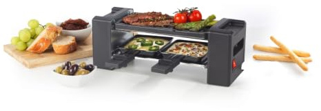 Giles & Posner Mini Raclette Grill, 2-Person, Non-Stick Plate, 400 W | 2 Spatula Pans Included, Quick Heat-Up, Power Indicator Light, Compact Indoor Table Grill, Even Cooking For Cheese And Snacks