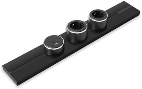 Aufputz Power Track Stromschiene Steckdosenleiste 40cm mit 2 Schuko Steckdosen & 1 USB-A/C Ladedose Steckdosenschienensystem